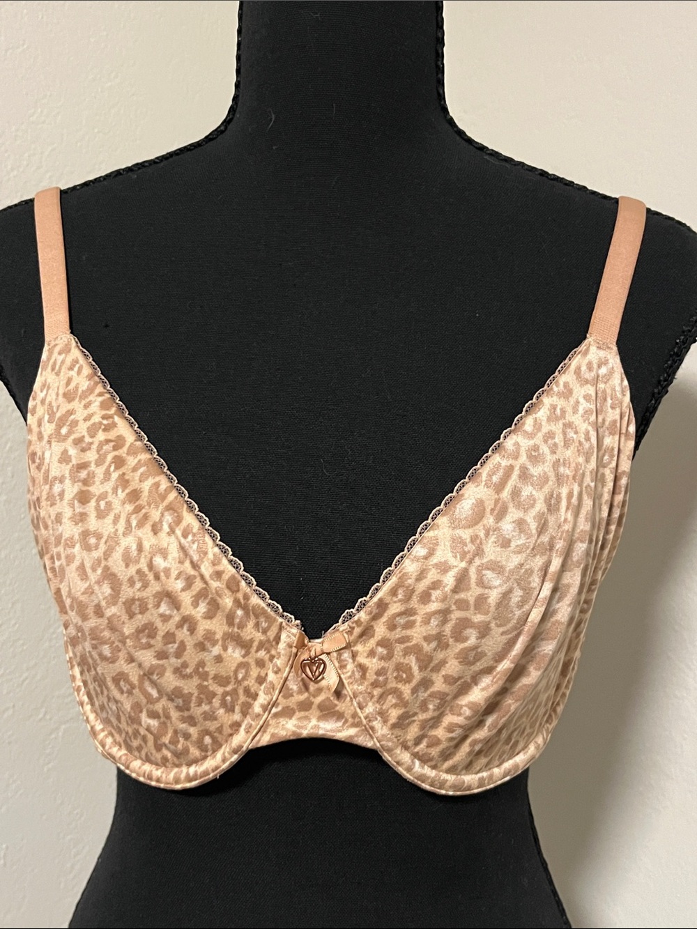 Victoria’s Secret Unlined Denim Leopard Print Satin Underwire Bra - 36D